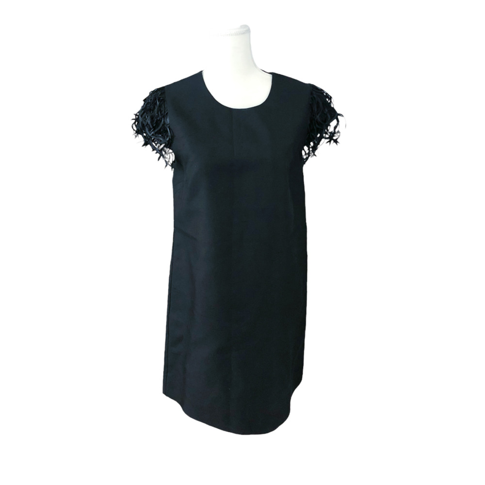 Kate Spade Black Mini Dress with Fringe Sleeves - Picture 2 of 11